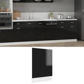 High Gloss Black Dishwasher Panel - 45x3x67 cm | Hipo Market