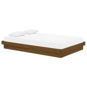 Honey Brown Solid Wood Bed Frame - 120x190 cm Small Double