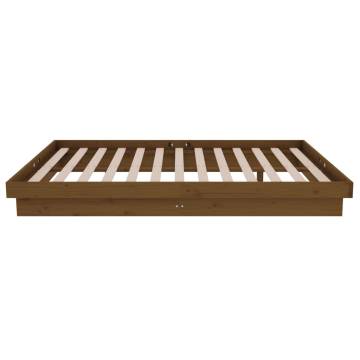 Honey Brown Solid Wood Bed Frame - 120x190 cm Small Double