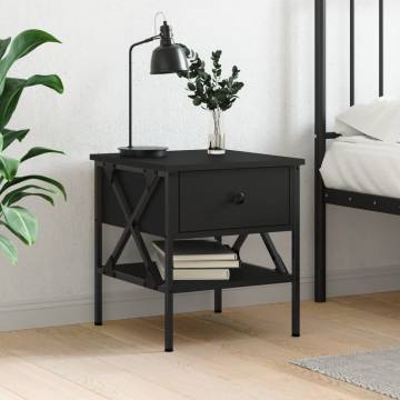 Stylish Bedside Table Black 40x42x45 cm | HipoMarket