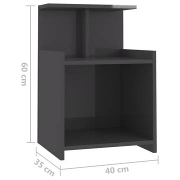 High Gloss Grey Bed Cabinets - Stylish & Durable | Hipomarket