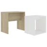 Stylish Coffee Table Set in White & Sonoma Oak - Space-Saving Design