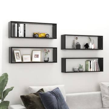 Wall Cube Shelf Set - High Gloss Black | Stylish & Functional