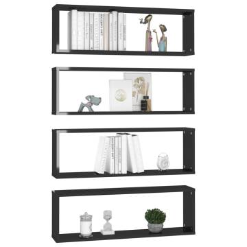 Wall Cube Shelf Set - High Gloss Black | Stylish & Functional