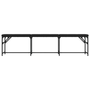 Stylish Black Dining Bench - 186x32x45 cm Steel & Faux Leather