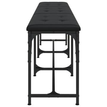 Stylish Black Dining Bench - 186x32x45 cm Steel & Faux Leather