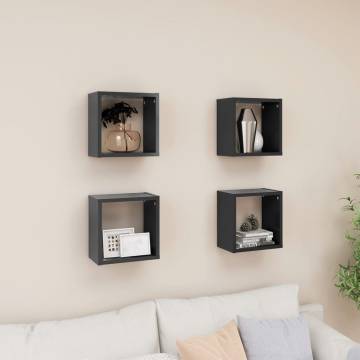 Wall Cube Shelves 4 pcs Grey - Stylish Home Decor