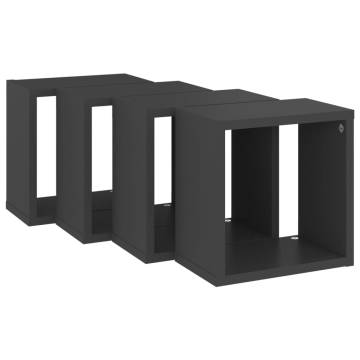 Wall Cube Shelves 4 pcs Grey - Stylish Home Decor