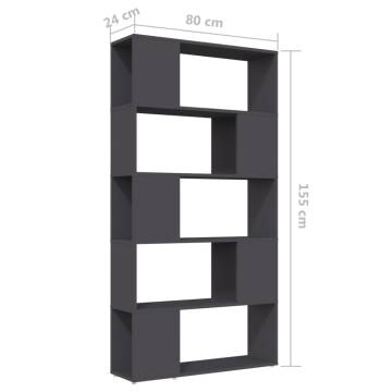 Stylish Grey Book Cabinet Room Divider - 80x24x155 cm