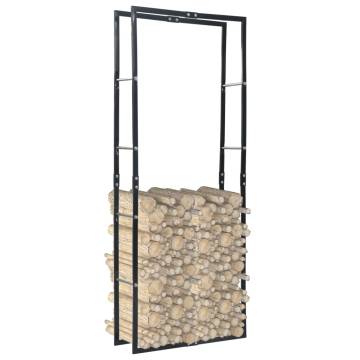 Firewood Rack Black 80x25x200 cm Steel - Sturdy & Practical