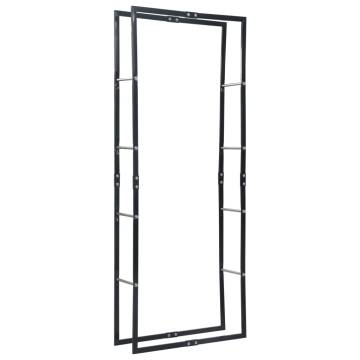 Firewood Rack Black 80x25x200 cm Steel - Sturdy & Practical