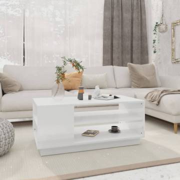 Modern White Coffee Table - 102x55x43 cm - Stylish Storage