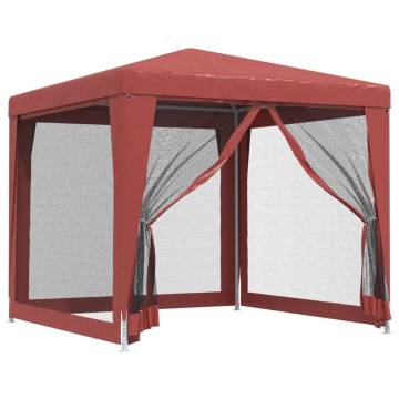 Red Party Tent 2.5x2.5 m with 4 Mesh Sidewalls - HDPE