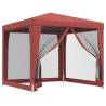 Red Party Tent 2.5x2.5 m with 4 Mesh Sidewalls - HDPE