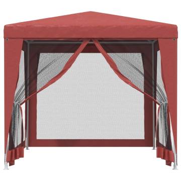 Red Party Tent 2.5x2.5 m with 4 Mesh Sidewalls - HDPE