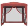 Red Party Tent 2.5x2.5 m with 4 Mesh Sidewalls - HDPE