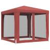 Red Party Tent 2.5x2.5 m with 4 Mesh Sidewalls - HDPE