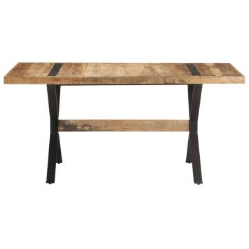 Industrial Dining Table 160x80 cm - Rough Mango Wood