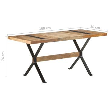 Industrial Dining Table 160x80 cm - Rough Mango Wood