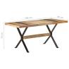 Industrial Dining Table 160x80 cm - Rough Mango Wood