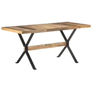 Industrial Dining Table 160x80 cm - Rough Mango Wood