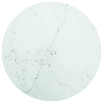 Table Top White 70x0.8 cm Tempered Glass with Marble Design