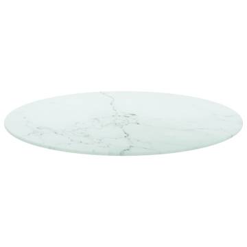 Table Top White 70x0.8 cm Tempered Glass with Marble Design