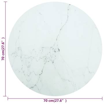 Table Top White 70x0.8 cm Tempered Glass with Marble Design