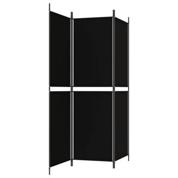 3-Panel Room Divider Black 150x180 cm - Stylish Privacy Screen