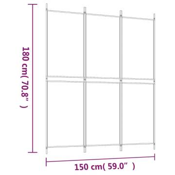 3-Panel Room Divider Black 150x180 cm - Stylish Privacy Screen