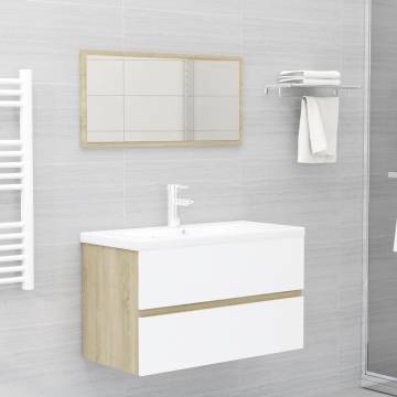 Stylish 2 Piece Bathroom Furniture Set - White & Sonoma Oak