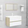 2 Piece Bathroom Furniture Set White and Sonoma Oak Engineered Wood Colour white and sonoma oak Number of 1 Number of Pieces 