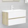 Stylish 2 Piece Bathroom Furniture Set - White & Sonoma Oak