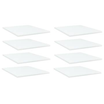 Bookshelf Boards 8 pcs - White Engineered Wood 40x50 cm