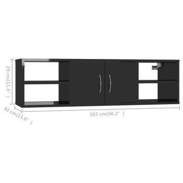 High Gloss Black Wall Shelf - Stylish & Practical Storage