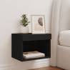 Stylish Wall-mounted Bedside Cabinet with LED Lights - Black