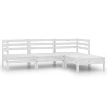 4 Piece Garden Lounge Set - Solid Pinewood White | Hipo Market