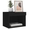 Stylish Wall-mounted Bedside Cabinet with LED Lights - Black