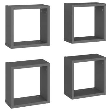 Wall Cube Shelves 4 pcs Grey - Stylish Home Storage Solution