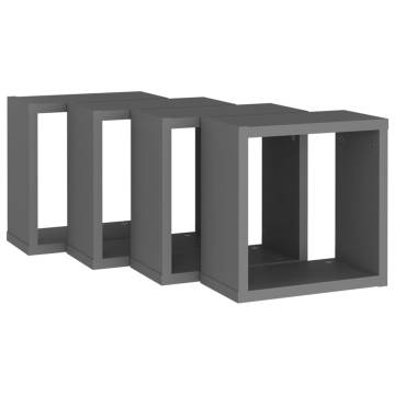 Wall Cube Shelves 4 pcs Grey - Stylish Home Storage Solution