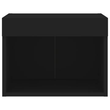 Stylish Wall-mounted Bedside Cabinet with LED Lights - Black