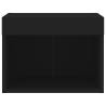 Stylish Wall-mounted Bedside Cabinet with LED Lights - Black