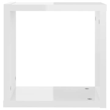 High Gloss White Wall Cube Shelves - 6 pcs | HipoMarket