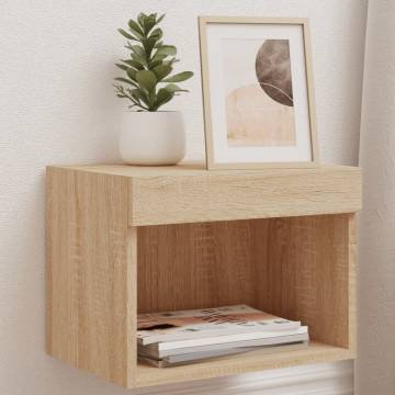 Stylish Bedside Cabinet with LED Lights - Sonoma Oak