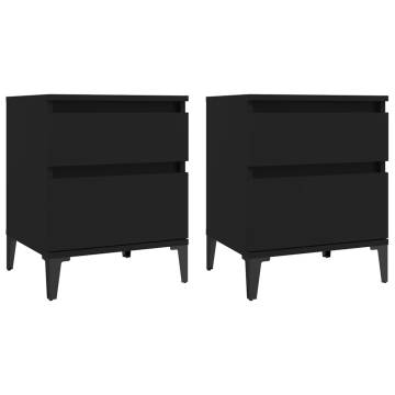 Stylish Black Bedside Cabinets - 2 pcs | HipoMarket