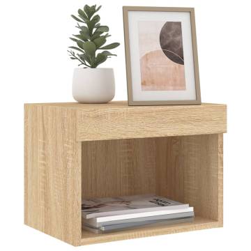 Stylish Bedside Cabinet with LED Lights - Sonoma Oak