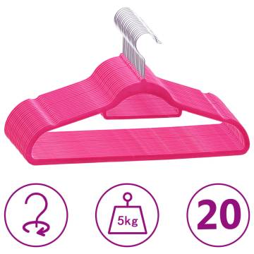 20 Pcs Anti-slip Pink Velvet Clothes Hanger Set - Durable & Stylish