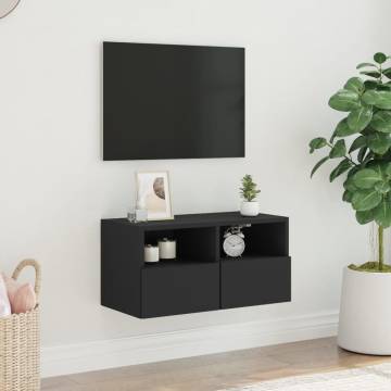 Black TV Wall Cabinet 60x30x30 cm | Engineered Wood Storage