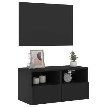 Black TV Wall Cabinet 60x30x30 cm | Engineered Wood Storage