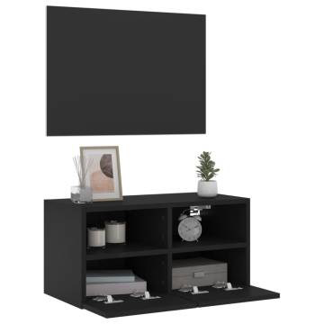 Black TV Wall Cabinet 60x30x30 cm | Engineered Wood Storage